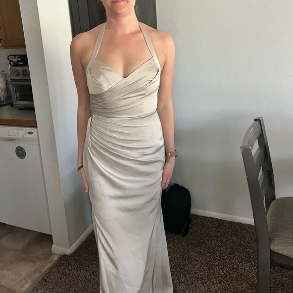 ❗️💲CLOSEOUT SALE: $5 💲❗️- Azazie Backless Halter Dress in Rust - Picture 6 of 8